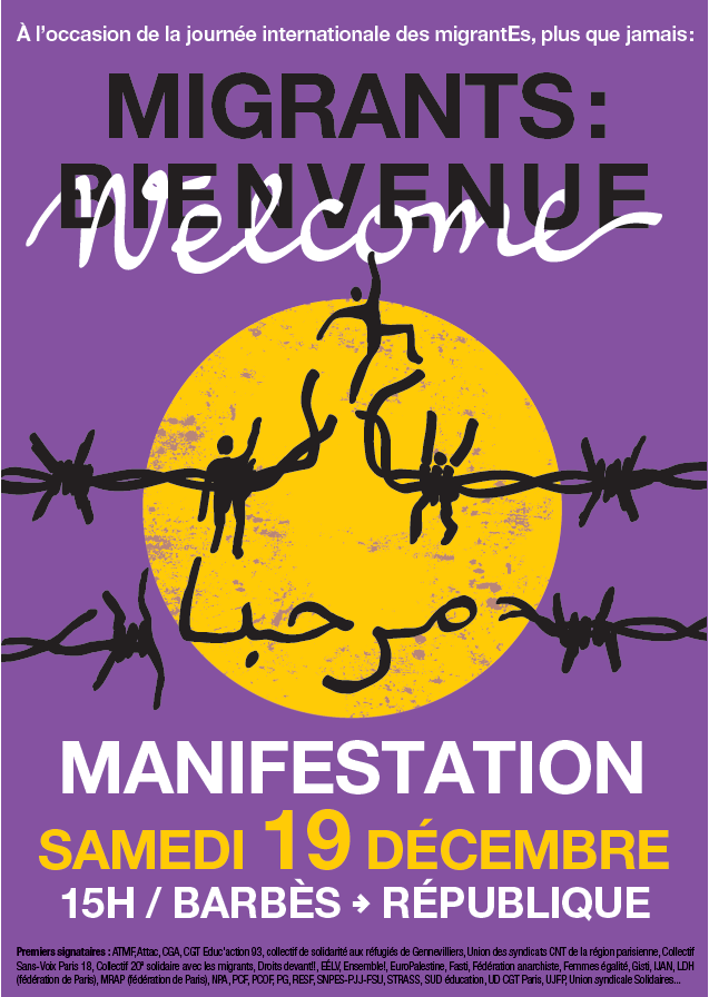 Manifestation « Migrants : bienvenue ! », samedi 19 décembre à Paris dans Articles affmigrantsbienv19-12